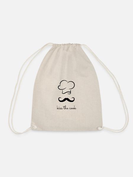 Cooking design - kiss the cook - Drawstring Bag - nature