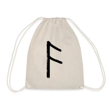 viking black ansuz rune symbol - Drawstring Bag - nature - Front