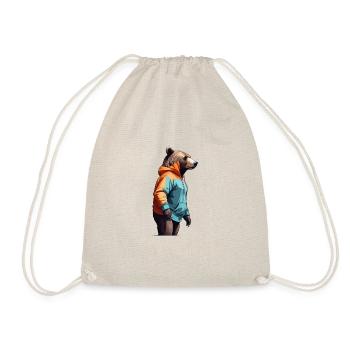 Ours avec sweat à capuche - Sac de sport léger - nature - Devant