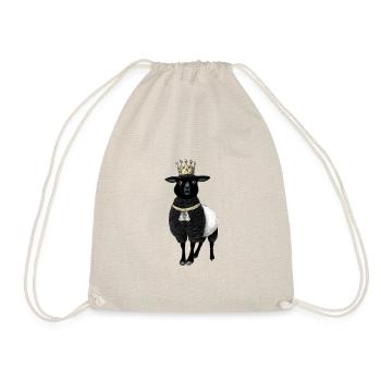 Sweet black and white sheep with crown & bell - Drawstring Bag - nature - Front