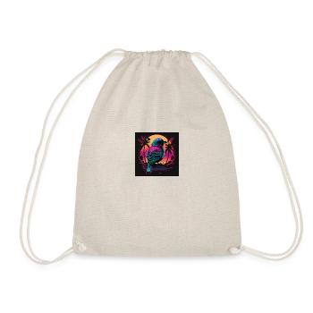 Bird with neon colors, synthwave / 80s - Drawstring Bag - nature - Front