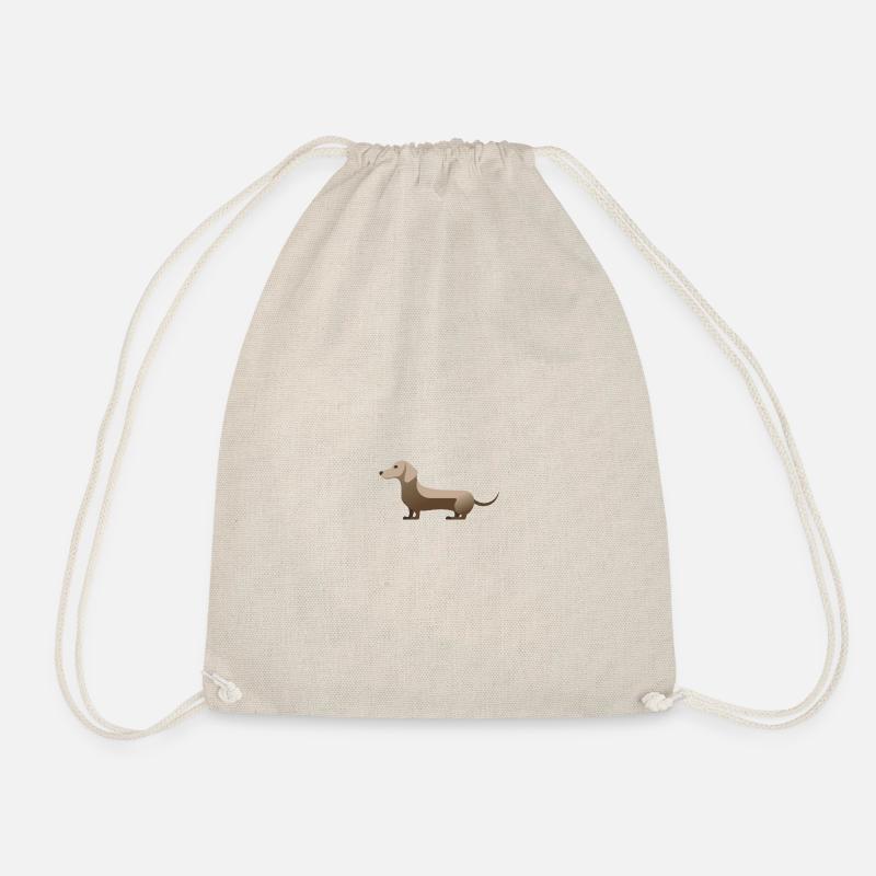 Little cute dachshund light grey greige - Drawstring Bag - nature