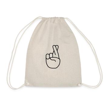 Emoji finger crossed sketch black - Drawstring Bag - nature - Front