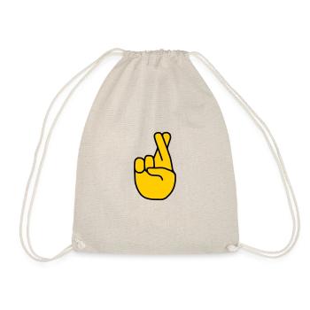 Emoji Finger Crossed Sketch Color - Drawstring Bag - nature - Front