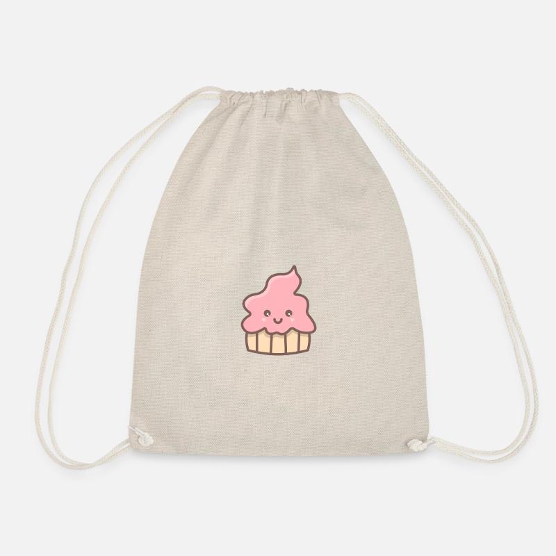 Klein süß sweet cute Muffin Cupcake mit Gesicht - Turnbeutel - Natur