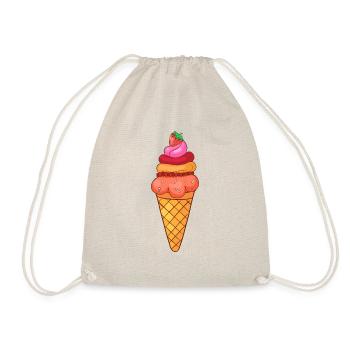 Eis Speiseeis Eiskrem Eiscreme Kugeleis Eisbecher - Turnbeutel - Natur - Vorne