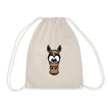 head horse drawing animals child 17 - Drawstring Bag - nature - Front