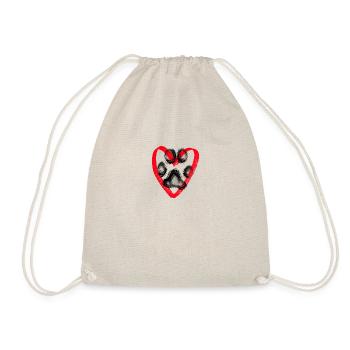 Paw print with heart, red - Drawstring Bag - nature - Front