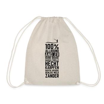 LetzterWurf 100 Prozent Allround Angler Angeln - Turnbeutel - Natur - Vorne