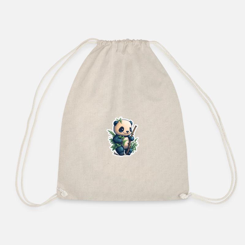 Cute Panda with Bamboo - Turnbeutel - Natur