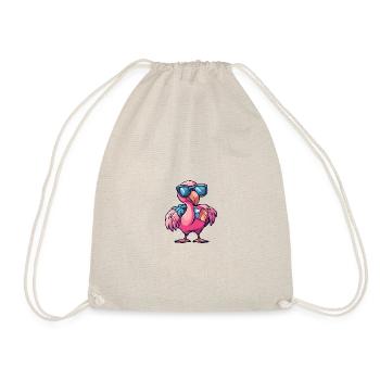 Flamingo Comic Cool Sommer - Turnbeutel - Natur - Vorne