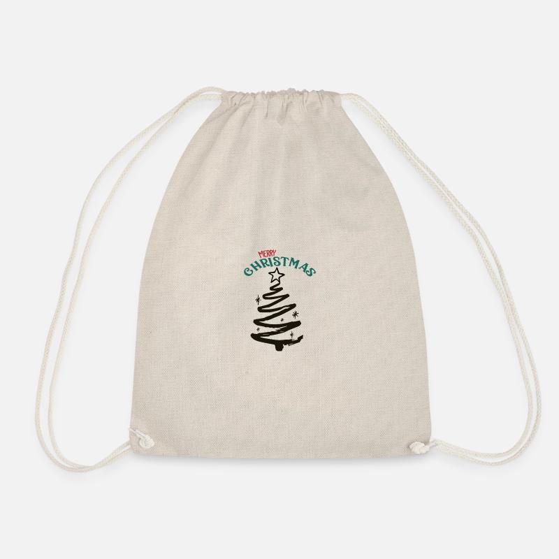 Merry Christmas Christmas Tree - Drawstring Bag - nature