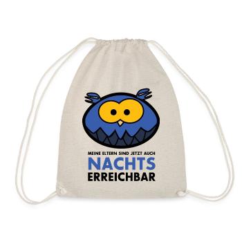 J Babyspruch "Eltern jetzt auch NACHTS erreichbar" - Turnbeutel - Natur - Vorne