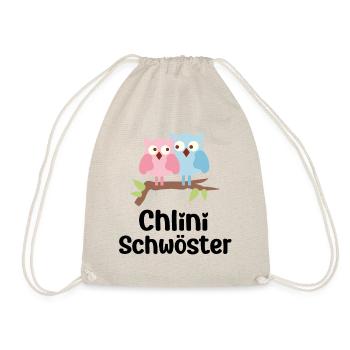 Chlini Schwöster grossi Schwöster Schweiz Baby - Turnbeutel - Natur - Vorne