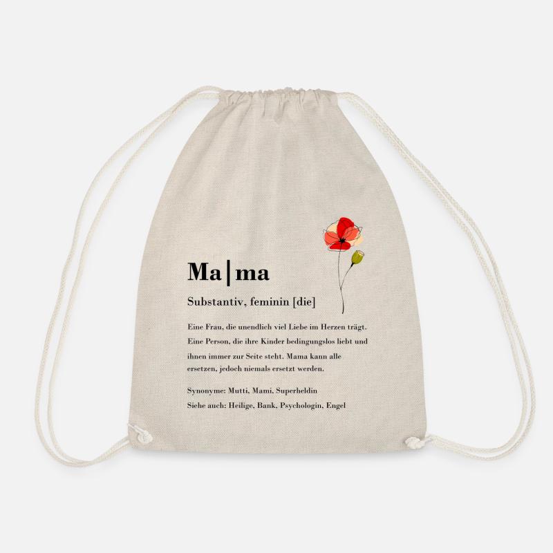 Mama Definition Text ART - Drawstring Bag - nature