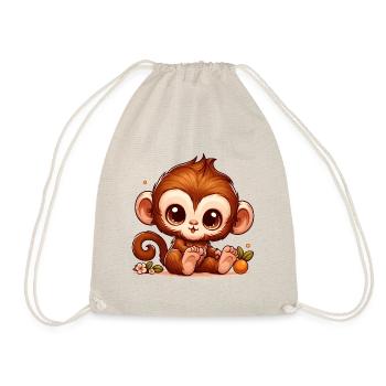 AFFE ÄFFCHEN BANANE BAUM TIER ZOO KLETTERN BABY - Turnbeutel - Natur - Vorne