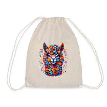 ALPACA CONFETTI COLORFUL COLORFUL RAINBOW TRIBAL - Drawstring Bag - nature - Front