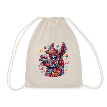 ALPACA HIPPIE TATTOO COLORFUL COLORFUL RAINBOW - Drawstring Bag - nature - Front