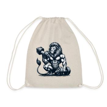 LEO DUMBBELL FITNESS STRENGTH SPORT MUSCLE VEIN - Drawstring Bag - nature - Front