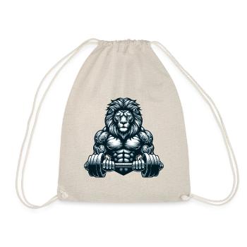 LEO DUMBBELL FITNESS STRENGTH SPORT MUSCLE VEIN - Drawstring Bag - nature - Front