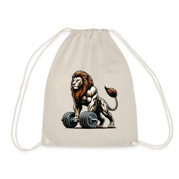 LEO DUMBBELL FITNESS STRENGTH SPORT MUSCLE VEIN - Drawstring Bag - nature - Front
