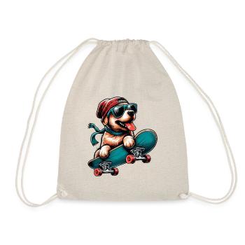 LABRADOR RETRIEVER DOG SKATEBOARD GOGGLES FASHION - Drawstring Bag - nature - Front