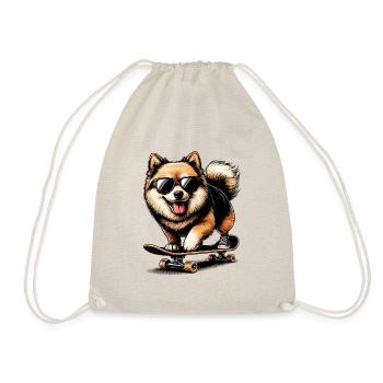 SHIBA INU SPITZ HUND SPORT SKATEBOARD BRILLE COOL - Turnbeutel - Natur - Vorne