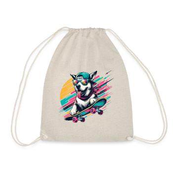 SIBERIAN HUSKY DOG SKATEBOARD SPORT GOGGLES COOL - Drawstring Bag - nature - Front