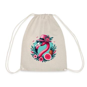 FLAMINGO SUMMER RETRO NEON VIBES HOLIDAY GIRL WOMAN - Drawstring Bag - nature - Front