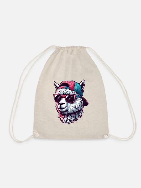 ALPACA CAP GOGGLES COOL SKATER SPORT FUR ANIMALS - Drawstring Bag - nature