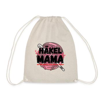Häkelmama! Häkeln Mutter rosa Herz rot pink Mama - Turnbeutel - Natur - Vorne