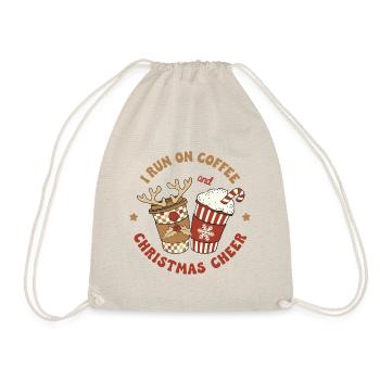 Coffee Christmas Saying Coffee Christmas Cheer - Drawstring Bag - nature - Front