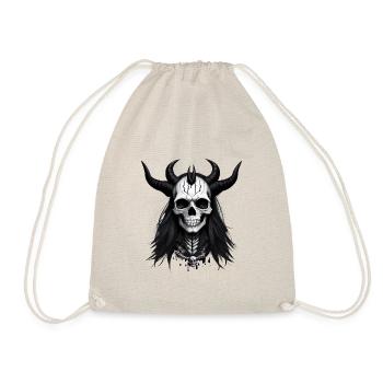 Skull with Horns Devil Skull - Drawstring Bag - nature - Front