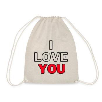 I love you - Ich Liebe Dich Valentinstag Geschenk - Turnbeutel - Natur - Vorne