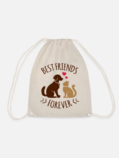 Liebe für Tiere <3 Katze und Hund - BFF - Turnbeutel - Natur