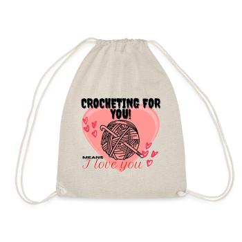 Crocheting for you! means I Iove you red heart - Drawstring Bag - nature - Front
