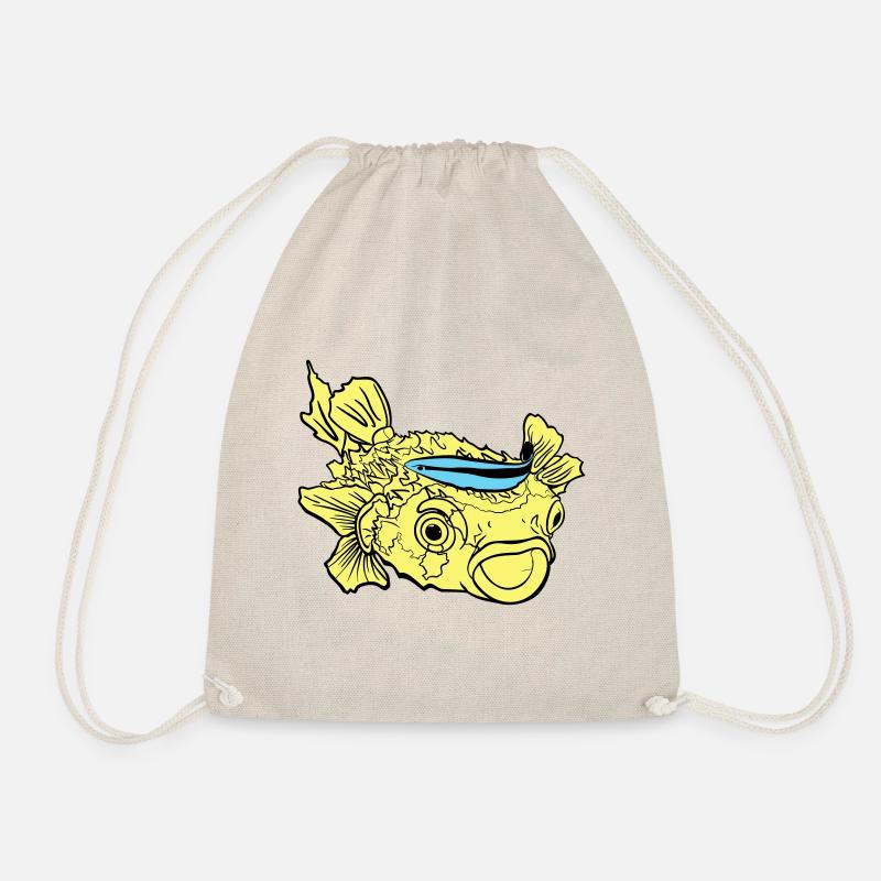 Hedgehog Fish Puffer Fish Cleaner Wrasse - Drawstring Bag - nature