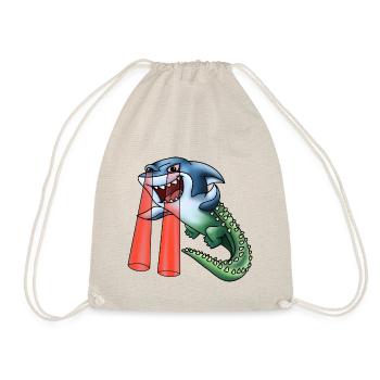 Sharkro - shark crocodile with laser eyes - Drawstring Bag - nature - Front