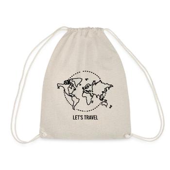 Weltkarte Let's Travel Schwarz - Turnbeutel - Natur - Vorne