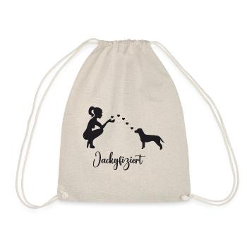 Jack Russell Terrier mit Frau - Turnbeutel - Natur - Vorne
