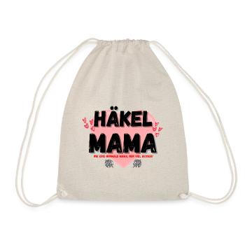 Häkelmama! Häkeln Mutter rosa Herz rot Herzen Mama - Turnbeutel - Natur - Vorne
