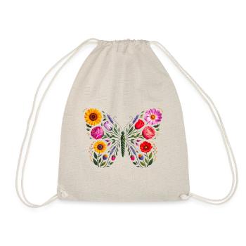 Women's Floral Butterfly Silhouette - Drawstring Bag - nature - Front