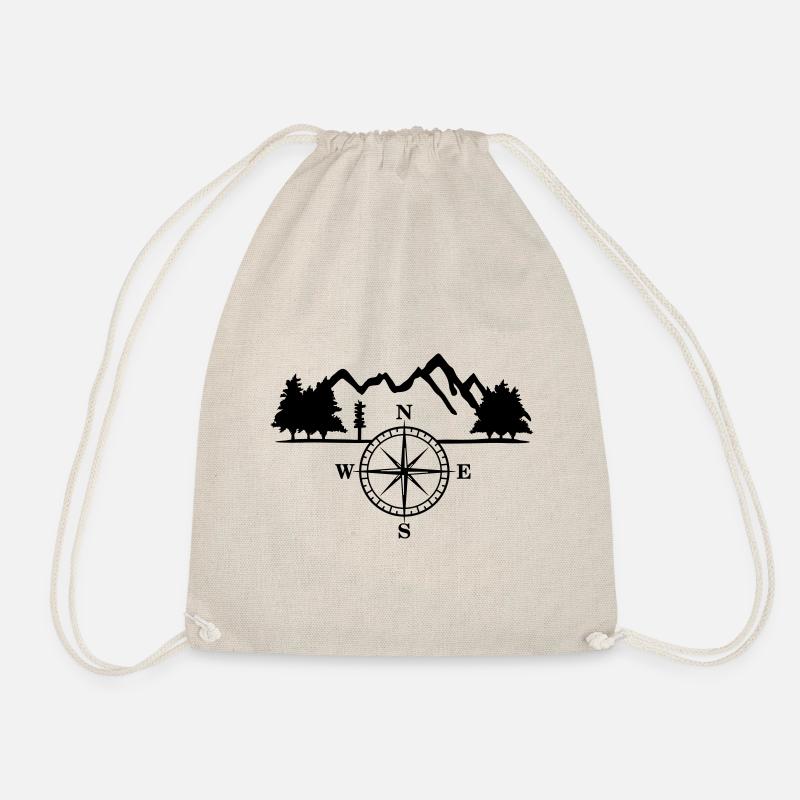 Berge, Bäume und Kompass, Survival - Turnbeutel - Natur