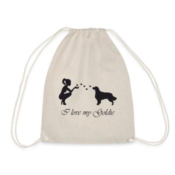 Golden Retriever mit Frau - Turnbeutel - Natur - Vorne