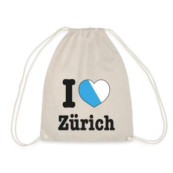 I Love Zürich | Schweiz Wappen Liebe Herz - Turnbeutel - Natur - Vorne