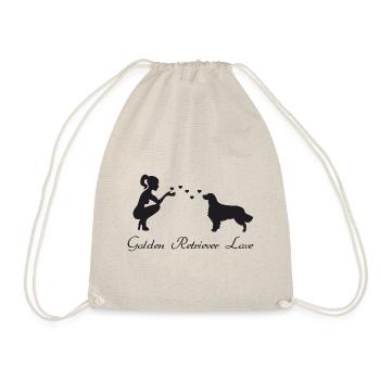 Golden Retriever mit Frau - Turnbeutel - Natur - Vorne
