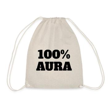100% Aura Level Points Humor Meme Aura - Drawstring Bag - nature - Front
