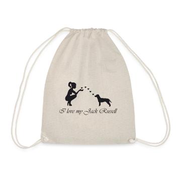 Jack Russell Terrier mit Frau - Turnbeutel - Natur - Vorne