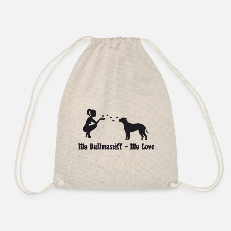 Bullmastiff mit Frau - Turnbeutel - Natur