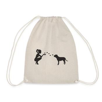 Old English Bulldog mit Frau - Turnbeutel - Natur - Vorne